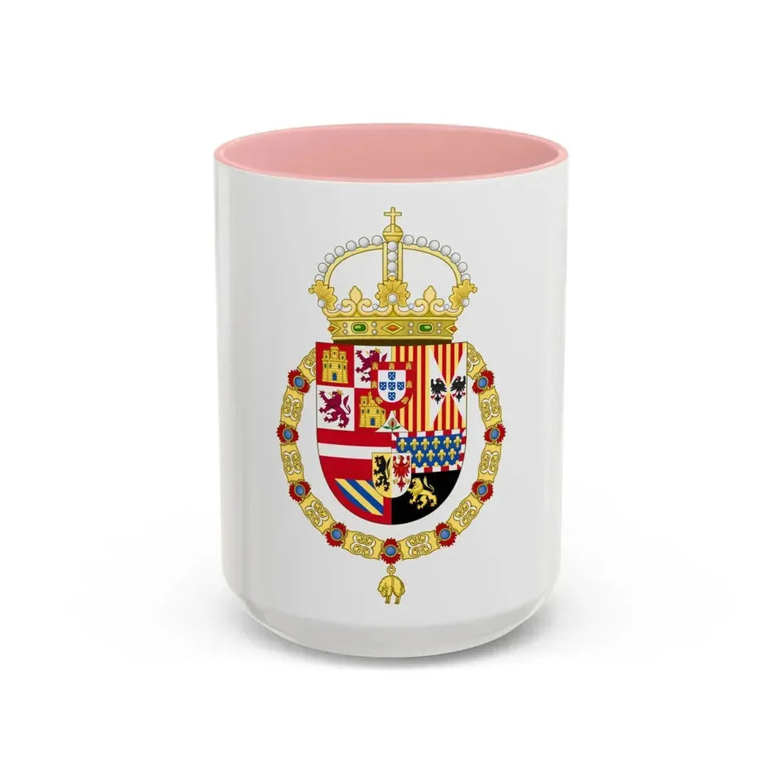 Royal Coat of Arms of Spain (1580-1668) - Accent Coffee Mug 15oz Pink - Go Mug Yourself