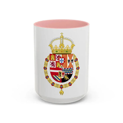 Royal Coat of Arms of Spain (1580-1668) - Accent Coffee Mug 15oz Pink - Go Mug Yourself
