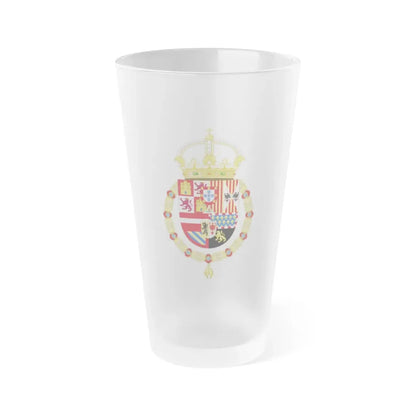 Royal Coat of Arms of Spain (1580-1668) - Frosted Pint Glass 16oz Default Title - Go Mug Yourself