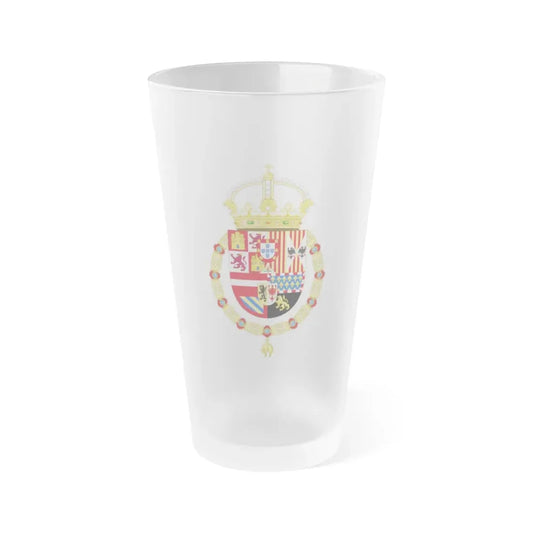 Royal Coat of Arms of Spain (1580-1668) - Frosted Pint Glass 16oz Default Title - Go Mug Yourself