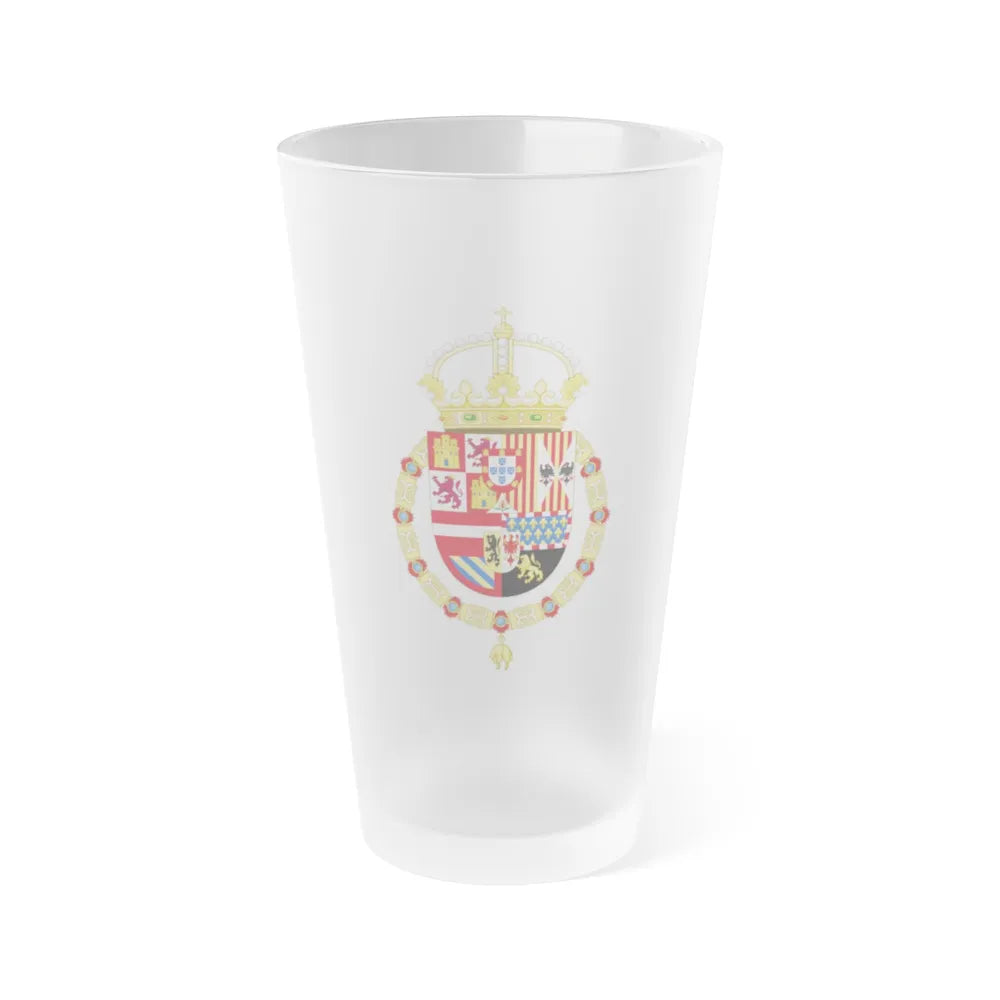 Royal Coat of Arms of Spain (1580-1668) - Frosted Pint Glass 16oz-Go Mug Yourself