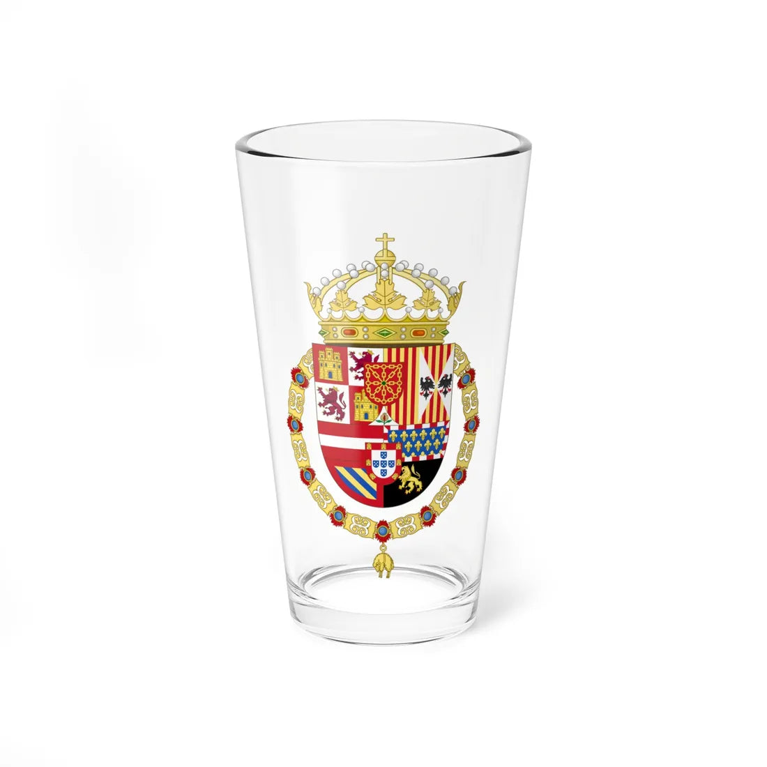Royal Coat of Arms of Spain 1580-1668 - Navarre Variant (Portugal) (Coat of Arms) Pint Glass 16oz 16oz - Go Mug Yourself