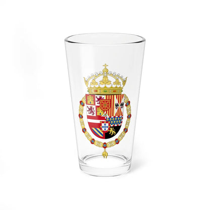 Royal Coat of Arms of Spain 1580-1668 - Navarre Variant (Portugal) (Coat of Arms) Pint Glass 16oz 16oz - Go Mug Yourself