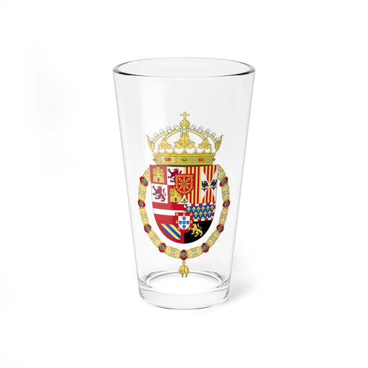 Royal Coat of Arms of Spain 1580-1668 - Navarre Variant (Portugal) (Coat of Arms) Pint Glass 16oz 16oz - Go Mug Yourself