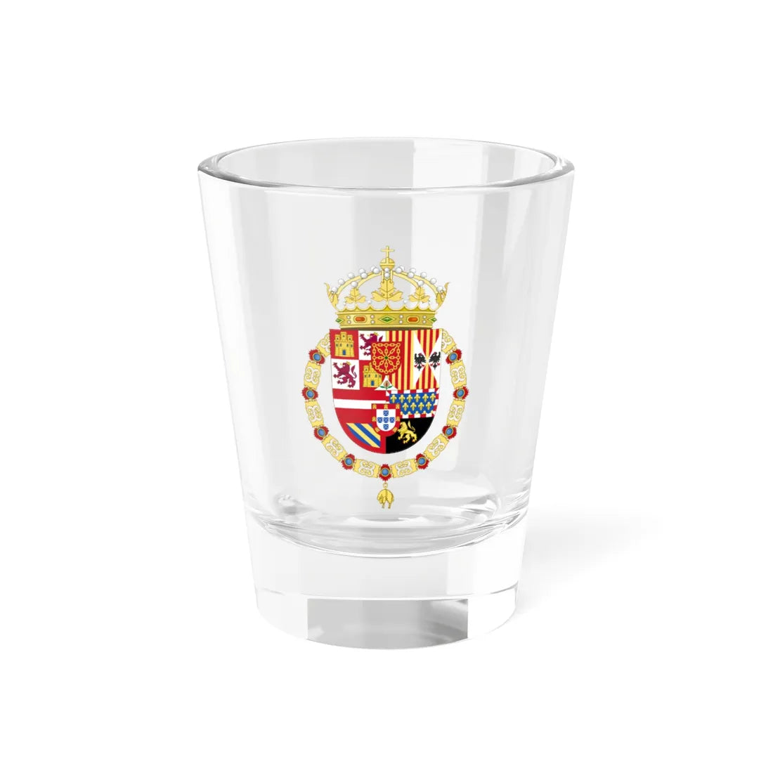 Royal Coat of Arms of Spain 1580-1668 - Navarre Variant (Portugal) (Coat of Arms) Shot Glass 1.5oz 1.5oz - Go Mug Yourself