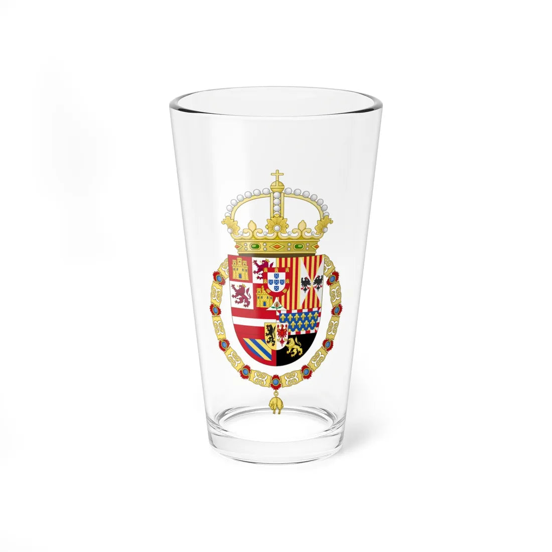Royal Coat of Arms of Spain 1580-1668 (Spain) (Coat of Arms) Pint Glass 16oz 16oz - Go Mug Yourself
