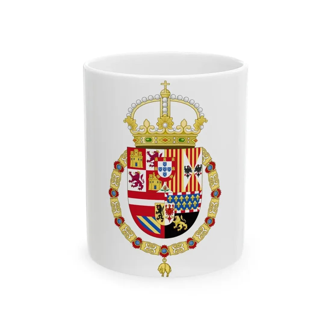 Royal Coat of Arms of Spain (1580-1668) - White Coffee Mug 11oz - Go Mug Yourself