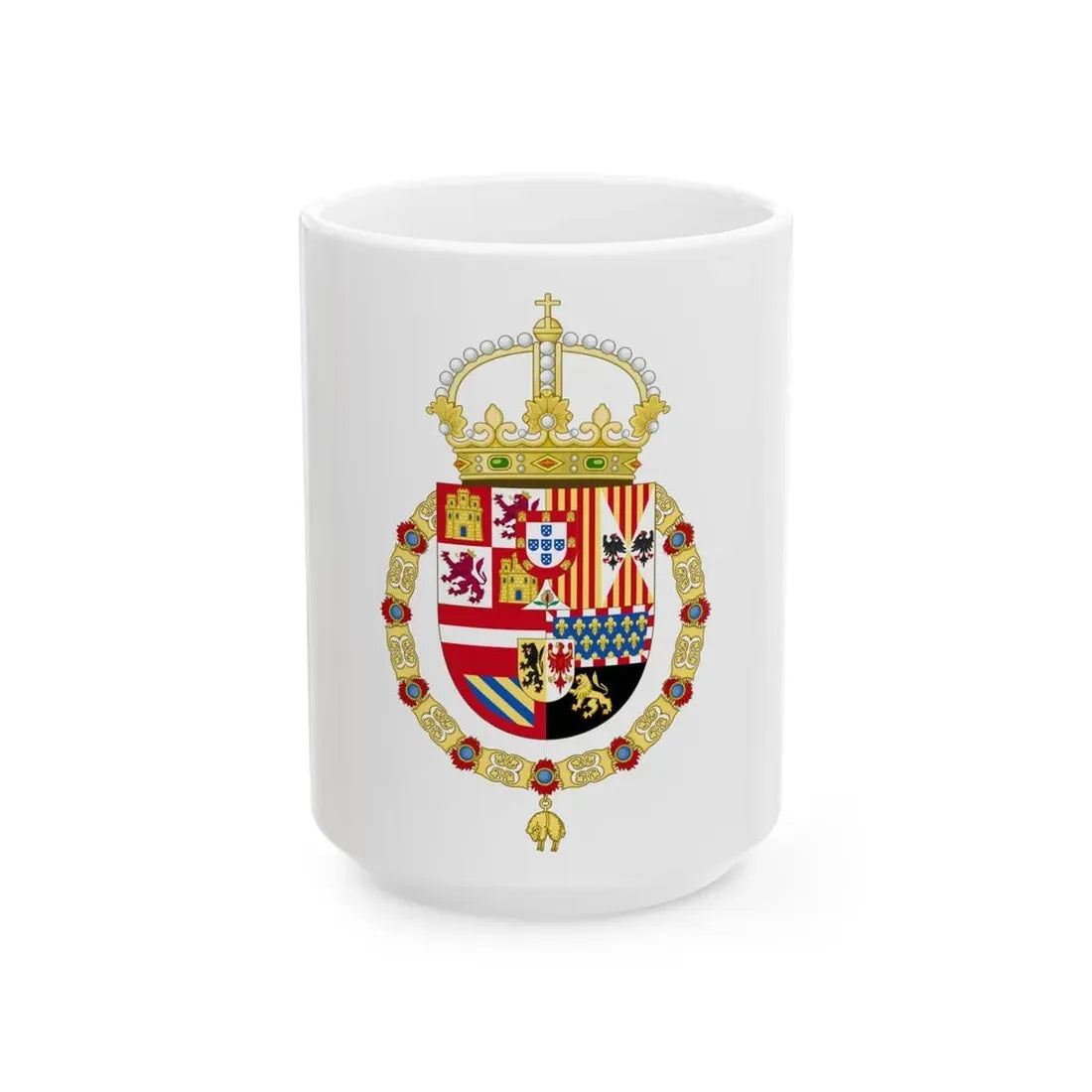 Royal Coat of Arms of Spain (1580-1668) - White Coffee Mug 15oz - Go Mug Yourself