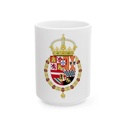 Royal Coat of Arms of Spain (1580-1668) - White Coffee Mug 15oz - Go Mug Yourself