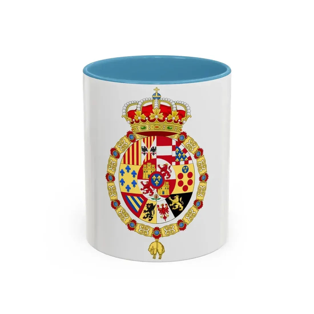 Royal Coat of Arms of Spain (1761-1868 and 1874-1931) - Accent Coffee Mug 11oz Light Blue - Go Mug Yourself