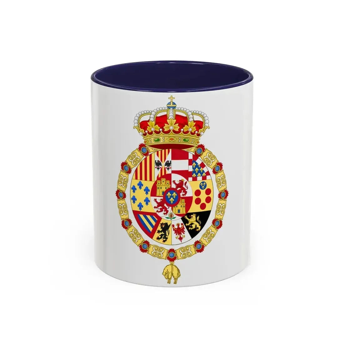 Royal Coat of Arms of Spain (1761-1868 and 1874-1931) - Accent Coffee Mug 11oz Navy - Go Mug Yourself