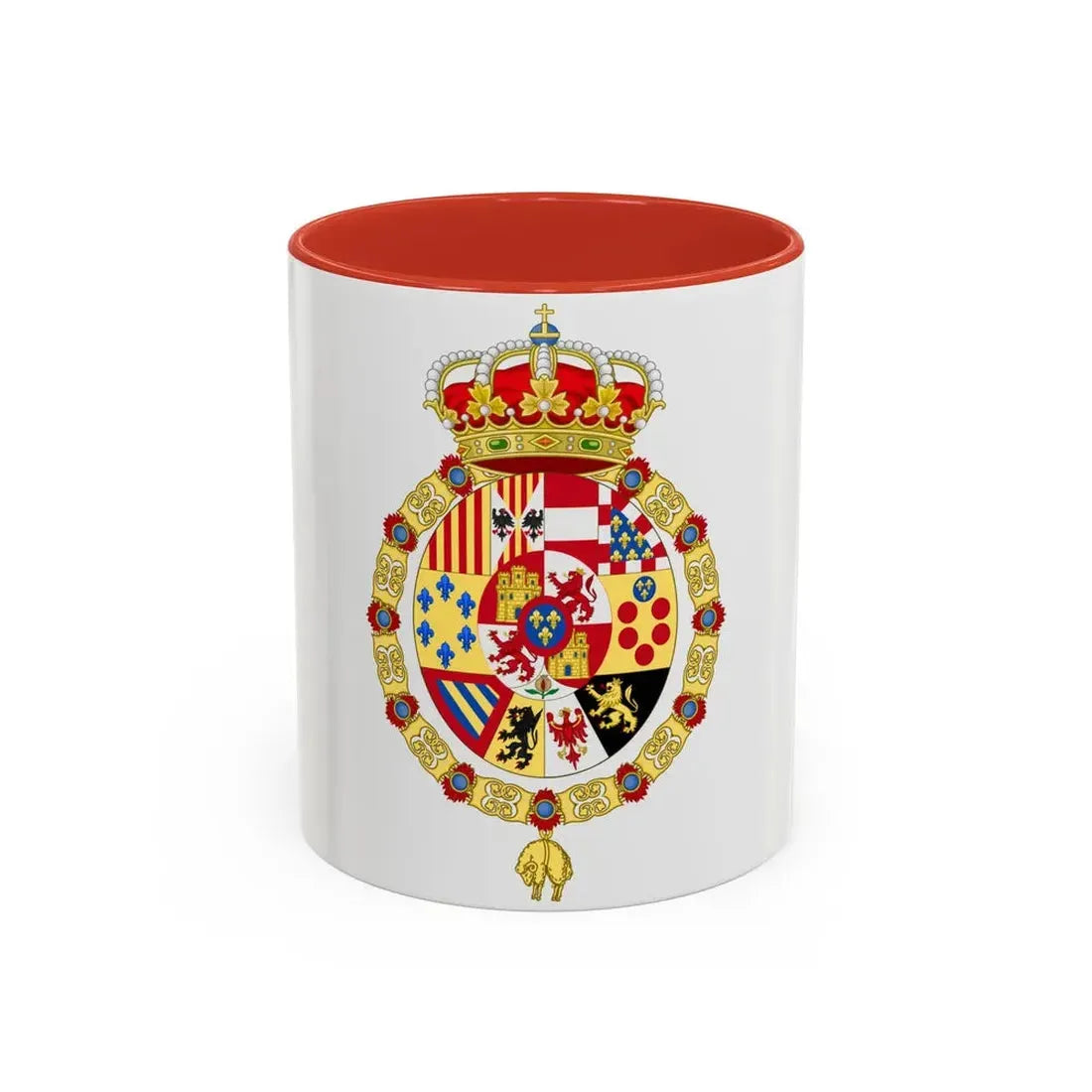 Royal Coat of Arms of Spain (1761-1868 and 1874-1931) - Accent Coffee Mug 11oz Red - Go Mug Yourself