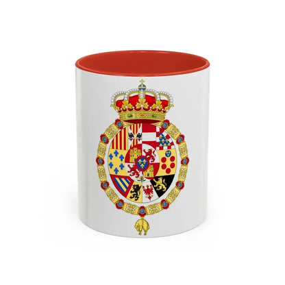 Royal Coat of Arms of Spain (1761-1868 and 1874-1931) - Accent Coffee Mug 11oz Red - Go Mug Yourself