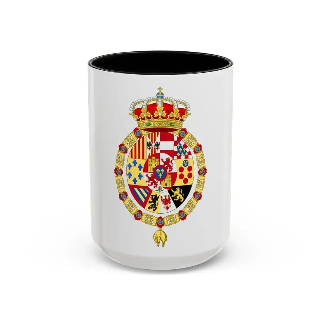 Royal Coat of Arms of Spain (1761-1868 and 1874-1931) - Accent Coffee Mug 15oz Black - Go Mug Yourself