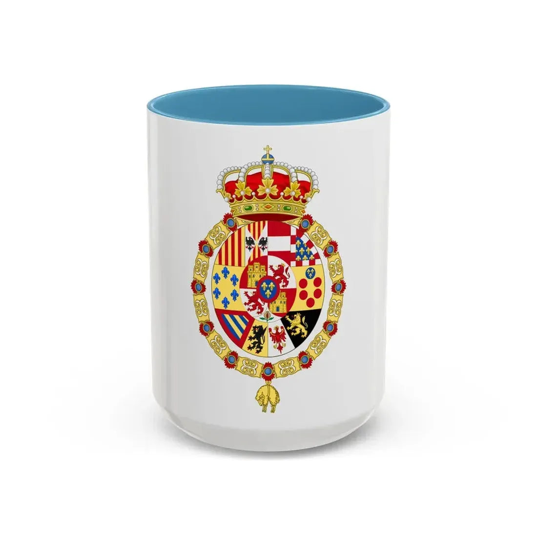 Royal Coat of Arms of Spain (1761-1868 and 1874-1931) - Accent Coffee Mug 15oz Light Blue - Go Mug Yourself