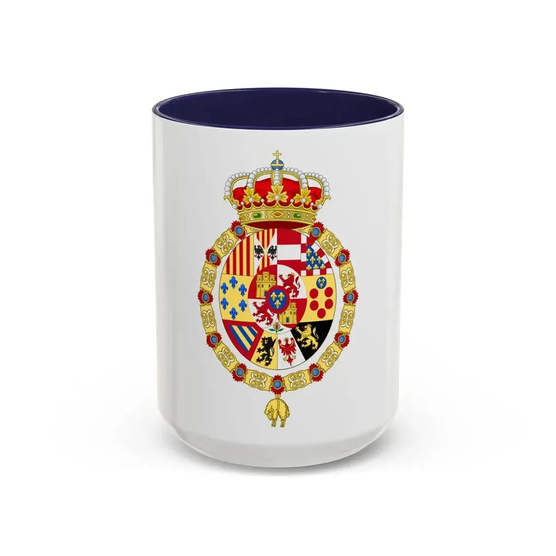 Royal Coat of Arms of Spain (1761-1868 and 1874-1931) - Accent Coffee Mug 15oz Navy - Go Mug Yourself