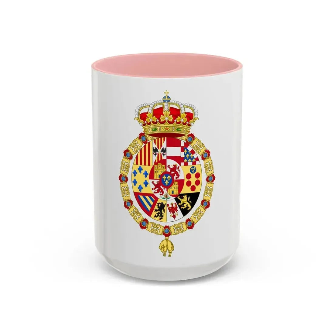 Royal Coat of Arms of Spain (1761-1868 and 1874-1931) - Accent Coffee Mug 15oz Pink - Go Mug Yourself