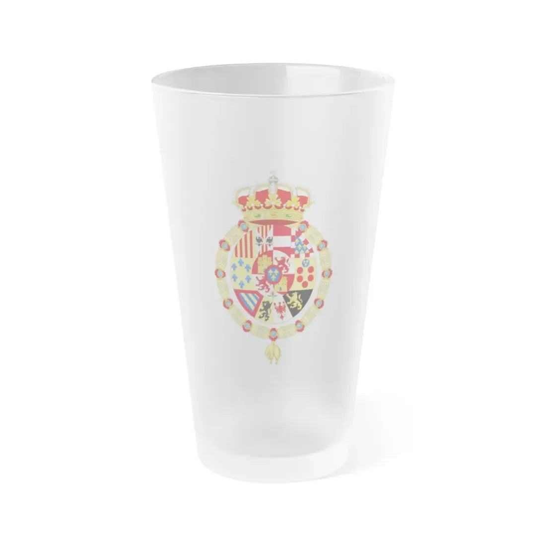 Royal Coat of Arms of Spain (1761-1868 and 1874-1931) - Frosted Pint Glass 16oz 16oz Frosted - Go Mug Yourself