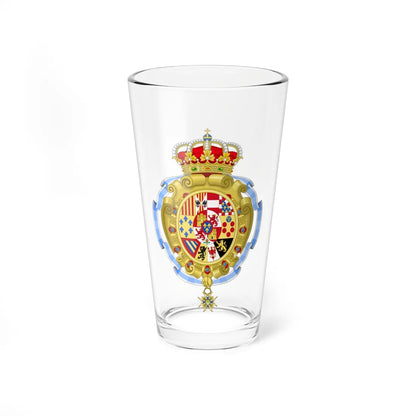 Royal Coat of Arms of Spain 1761-1931 - Variant with the Sash of Charles III Order (Spain) (Coat of Arms) Pint Glass 16oz 16oz - Go Mug Yourself