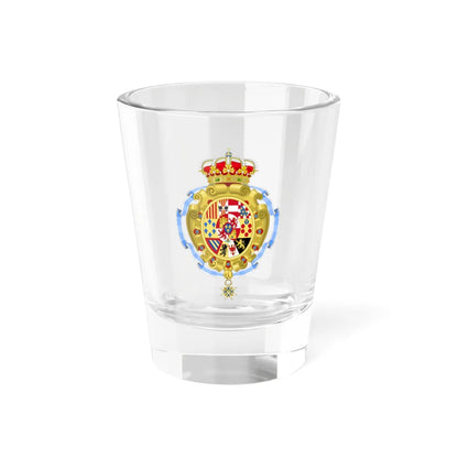 Royal Coat of Arms of Spain 1761-1931 - Variant with the Sash of Charles III Order (Spain) (Coat of Arms) Shot Glass 1.5oz 1.5oz - Go Mug Yourself