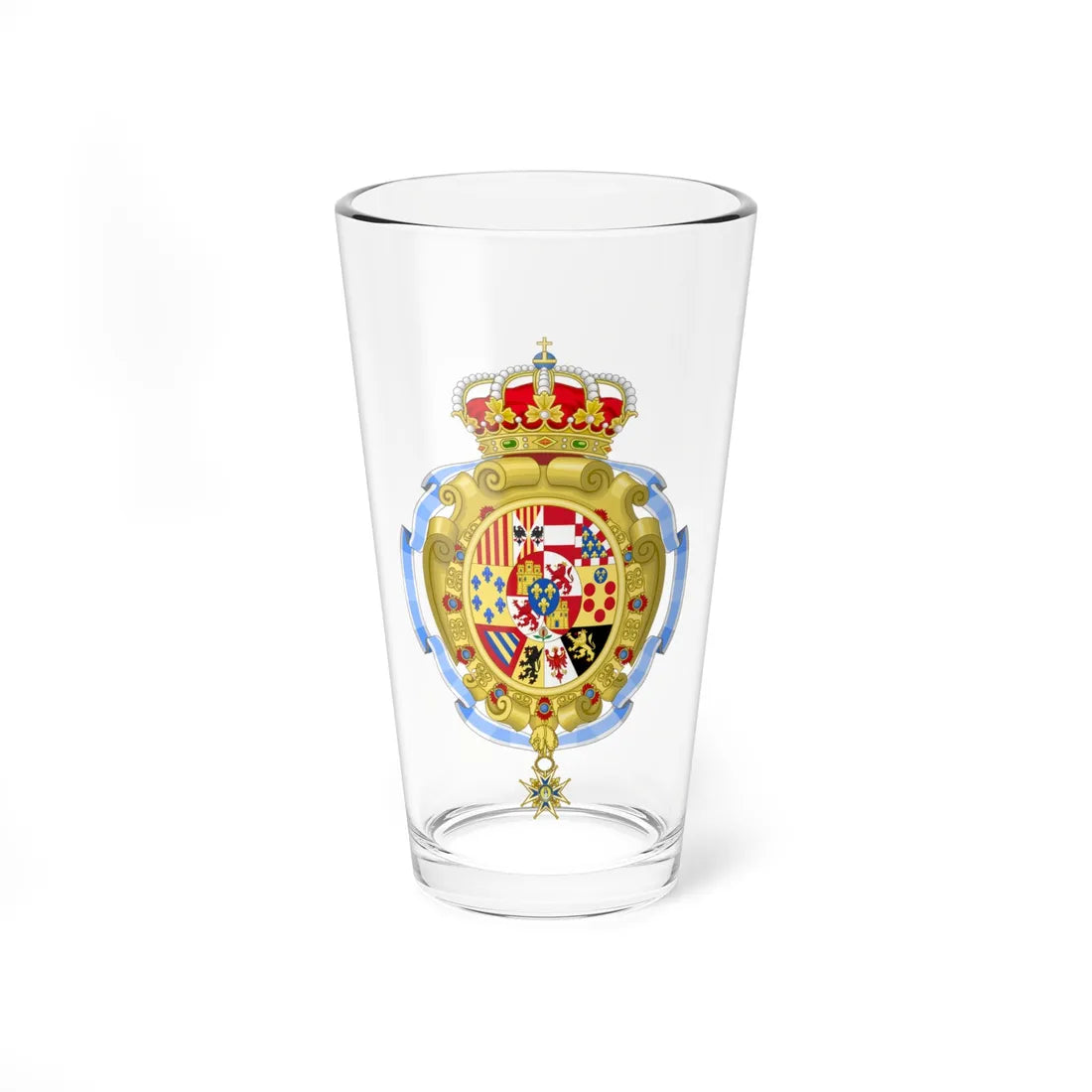 Royal Coat of Arms of Spain c.1883-1931 - Variant with the Sash of Charles III Order (Spain) (Coat of Arms) Pint Glass 16oz 16oz - Go Mug Yourself