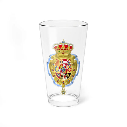 Royal Coat of Arms of Spain c.1883-1931 - Variant with the Sash of Charles III Order (Spain) (Coat of Arms) Pint Glass 16oz 16oz - Go Mug Yourself