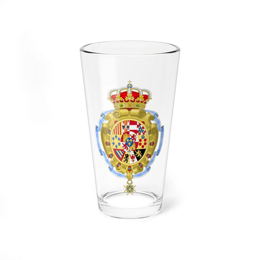 Royal Coat of Arms of Spain c.1883-1931 - Variant with the Sash of Charles III Order (Spain) (Coat of Arms) Pint Glass 16oz 16oz - Go Mug Yourself