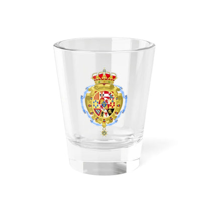 Royal Coat of Arms of Spain c.1883-1931 - Variant with the Sash of Charles III Order (Spain) (Coat of Arms) Shot Glass 1.5oz 1.5oz - Go Mug Yourself
