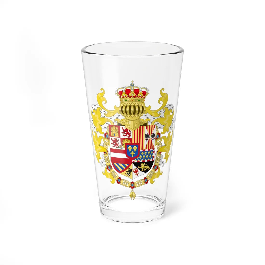 Royal Coat of Arms of Spain with Germanic Ornaments 1700-1761 (Spain) (Coat of Arms) Pint Glass 16oz 16oz - Go Mug Yourself