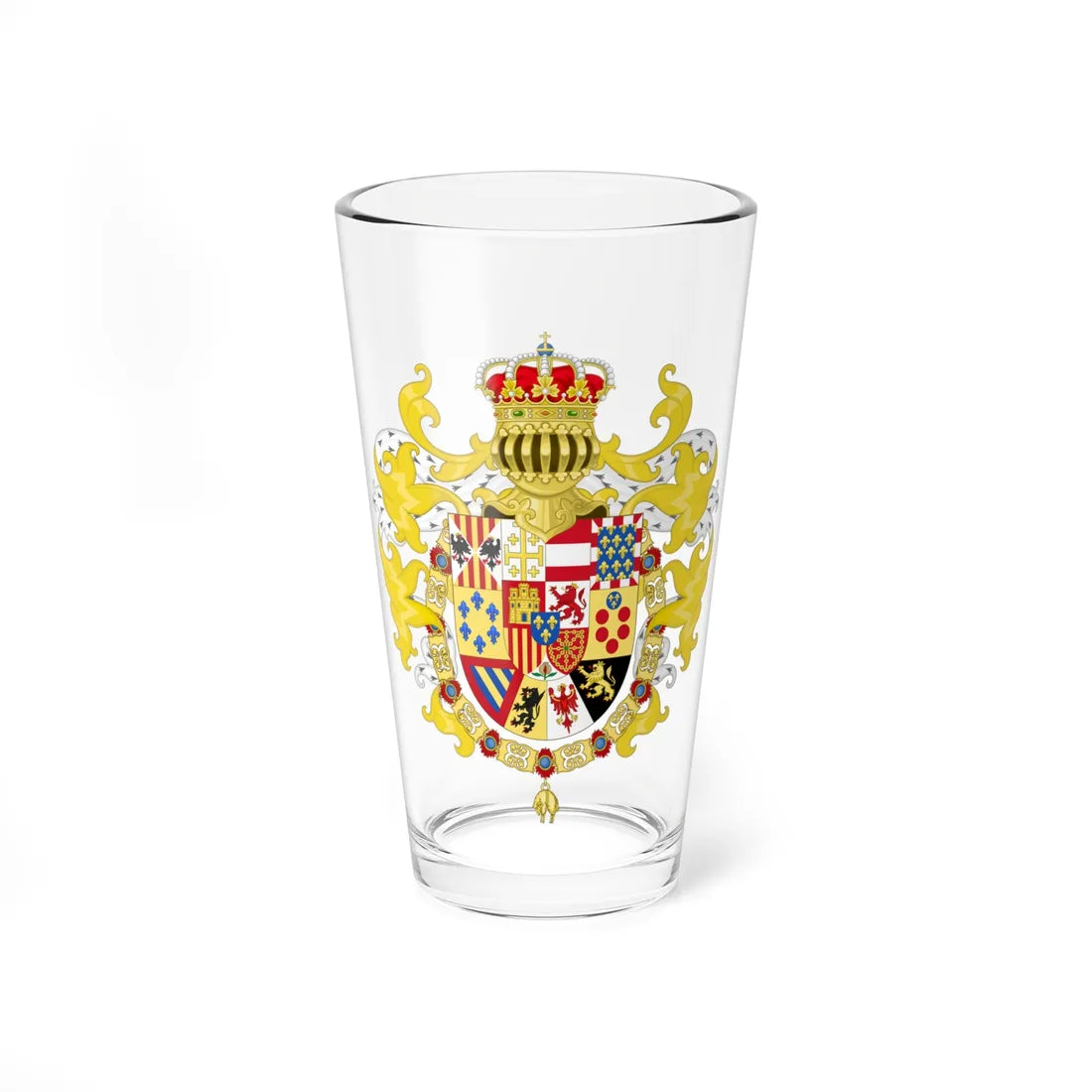 Royal Coat of Arms of Spain with Germanic Ornaments 1931 (Spain) (Coat of Arms) Pint Glass 16oz 16oz - Go Mug Yourself
