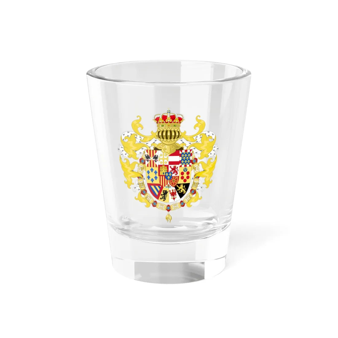 Royal Coat of Arms of Spain with Germanic Ornaments 1931 (Spain) (Coat of Arms) Shot Glass 1.5oz 1.5oz - Go Mug Yourself