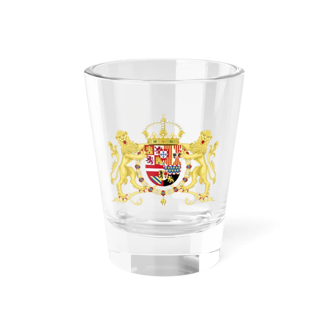 Royal Coat of Arms of Spain with Supporters 1580-1668 (Spain) (Coat of Arms) Shot Glass 1.5oz 1.5oz - Go Mug Yourself