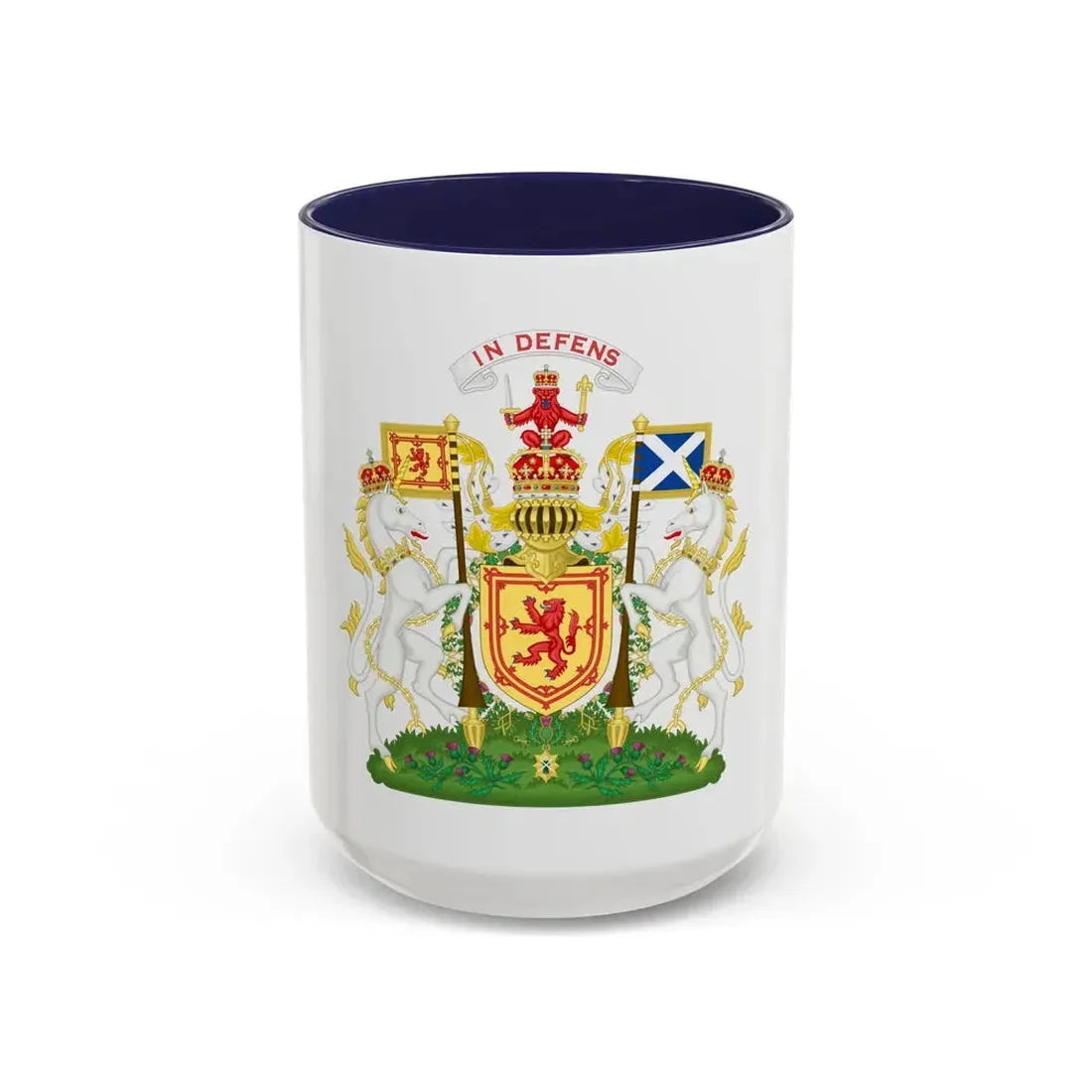 Royal Coat of Arms of the Kingdom of Scotland 2 - Accent Coffee Mug 15oz Navy - Go Mug Yourself