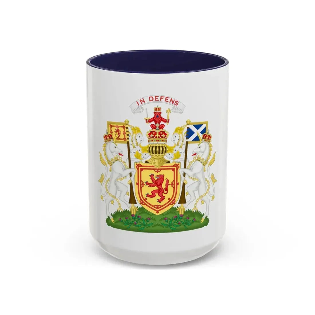 Royal Coat of Arms of the Kingdom of Scotland - Accent Coffee Mug 15oz Navy - Go Mug Yourself
