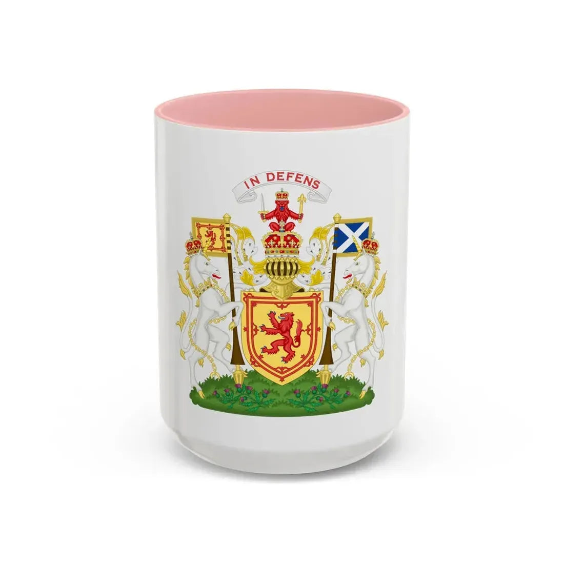 Royal Coat of Arms of the Kingdom of Scotland - Accent Coffee Mug 15oz Pink - Go Mug Yourself