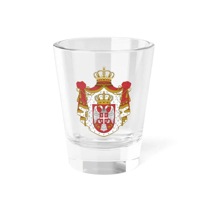 Royal coat of arms of the Kingdom of Serbia reconstruction (Serbia) (Coat of Arms) Shot Glass 1.5oz 1.5oz - Go Mug Yourself
