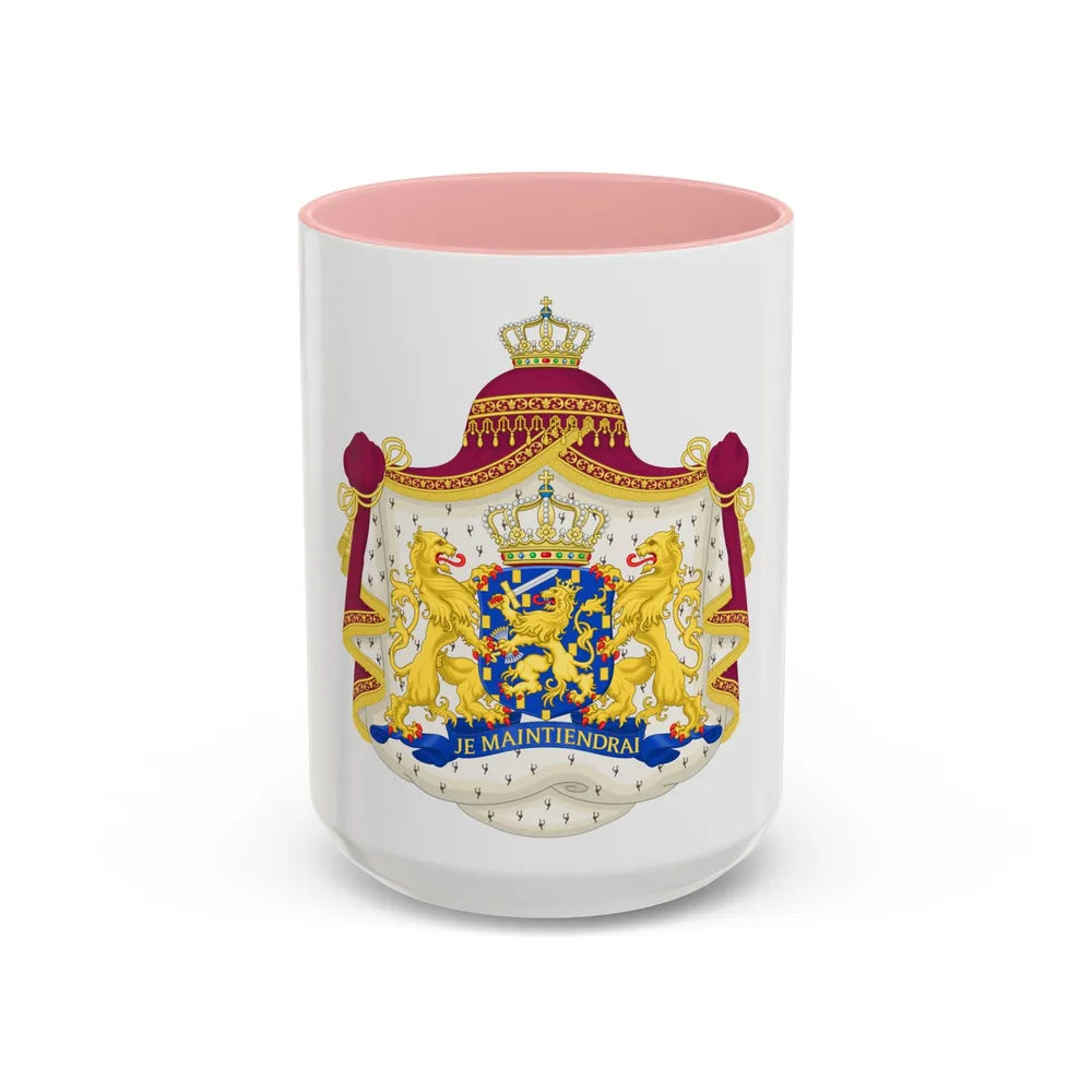 Royal coat of arms of the Netherlands - Accent Coffee Mug 15oz Pink - Go Mug Yourself