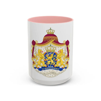 Royal coat of arms of the Netherlands - Accent Coffee Mug 15oz Pink - Go Mug Yourself