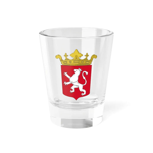 Royal coat of arms of the New Kingdom of León (Costa Rica) (Coat of Arms) Shot Glass 1.5oz 1.5oz - Go Mug Yourself
