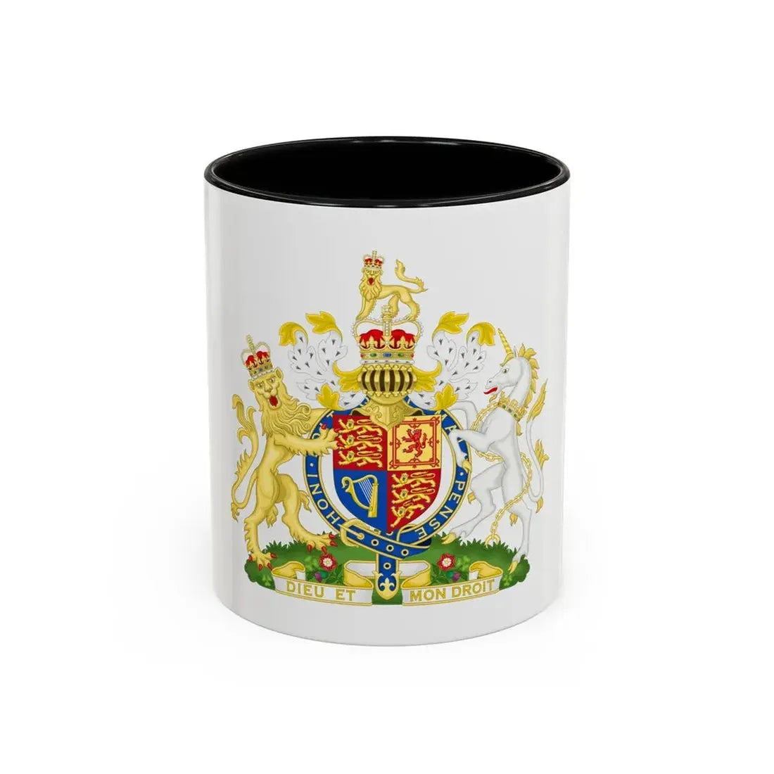 Royal Coat of Arms of the United Kingdom (1952-2022) - Accent Coffee Mug 11oz Black - Go Mug Yourself