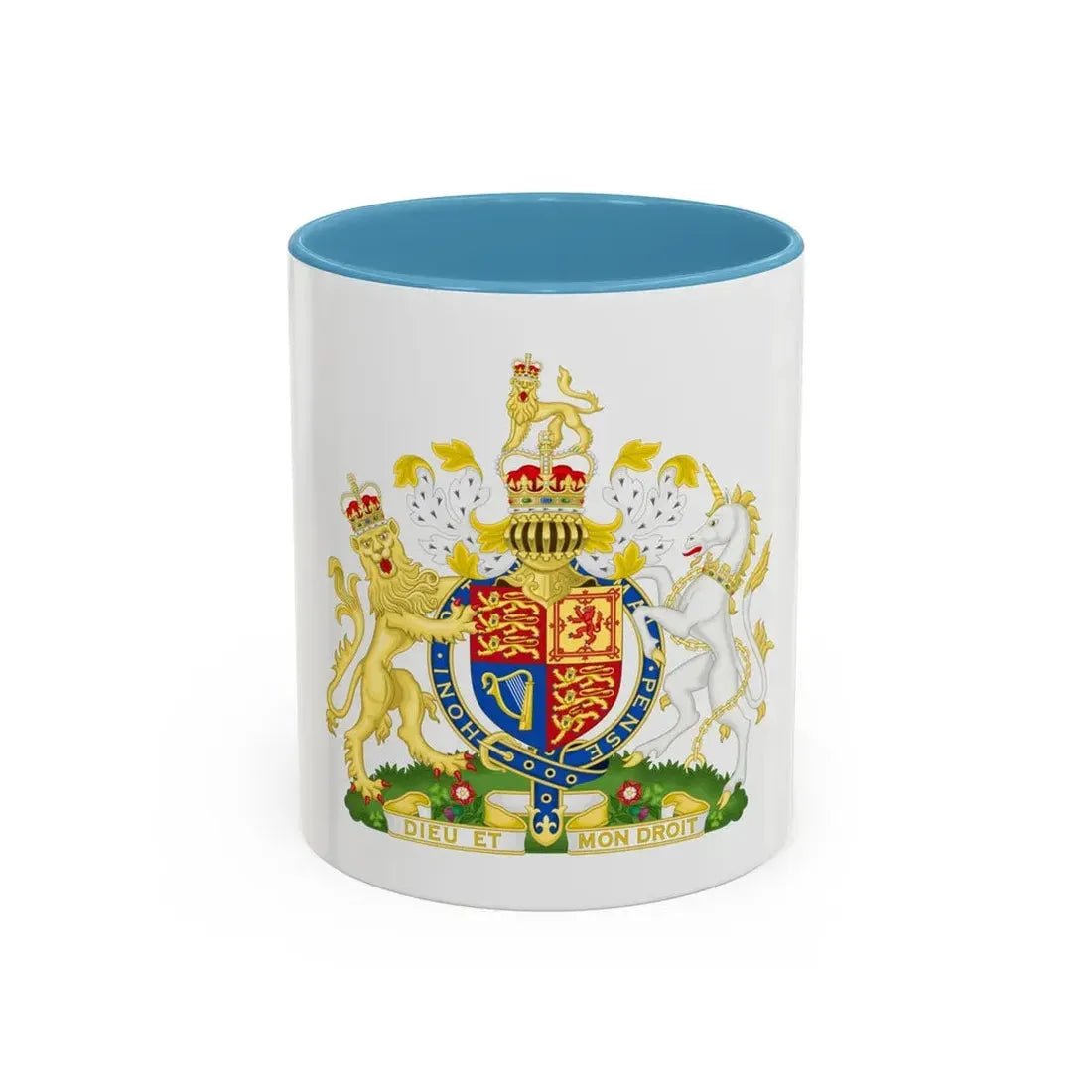 Royal Coat of Arms of the United Kingdom (1952-2022) - Accent Coffee Mug 11oz Light Blue - Go Mug Yourself