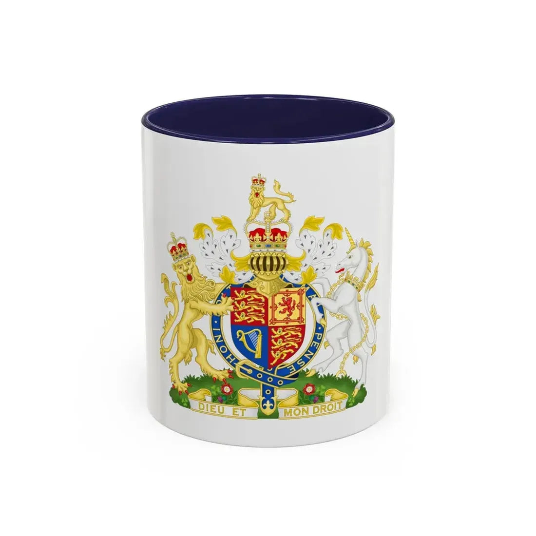 Royal Coat of Arms of the United Kingdom (1952-2022) - Accent Coffee Mug 11oz Navy - Go Mug Yourself