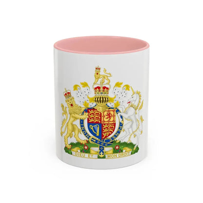 Royal Coat of Arms of the United Kingdom (1952-2022) - Accent Coffee Mug 11oz Pink - Go Mug Yourself