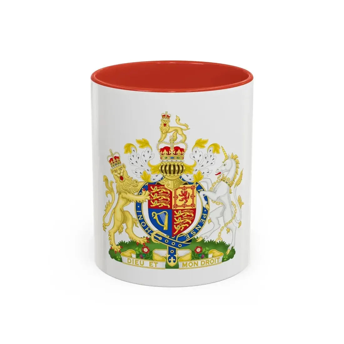 Royal Coat of Arms of the United Kingdom (1952-2022) - Accent Coffee Mug 11oz Red - Go Mug Yourself