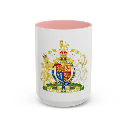 Royal Coat of Arms of the United Kingdom (1952-2022) - Accent Coffee Mug 15oz Pink - Go Mug Yourself