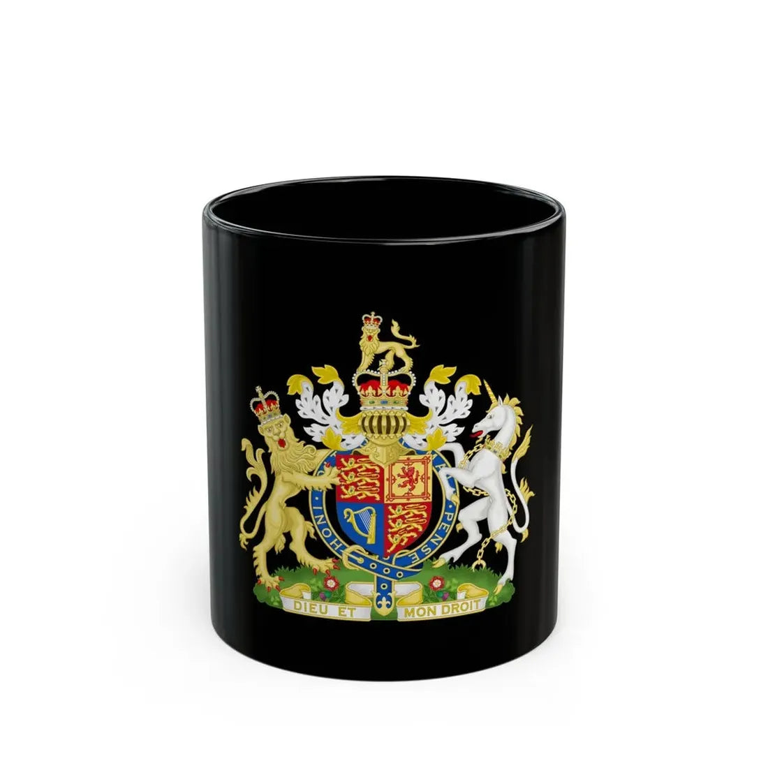Royal Coat of Arms of the United Kingdom (1952-2022) - Black Coffee Mug 11oz - Go Mug Yourself