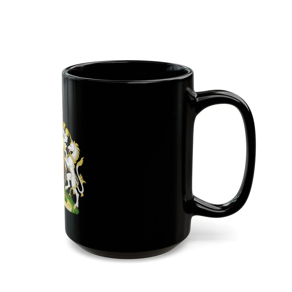 Royal Coat of Arms of the United Kingdom (1952-2022) - Black Coffee Mug-Go Mug Yourself