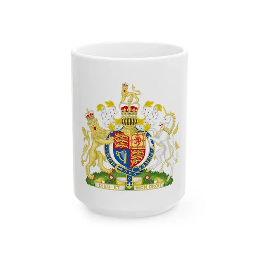 Royal Coat of Arms of the United Kingdom (1952-2022) - White Coffee Mug 15oz - Go Mug Yourself