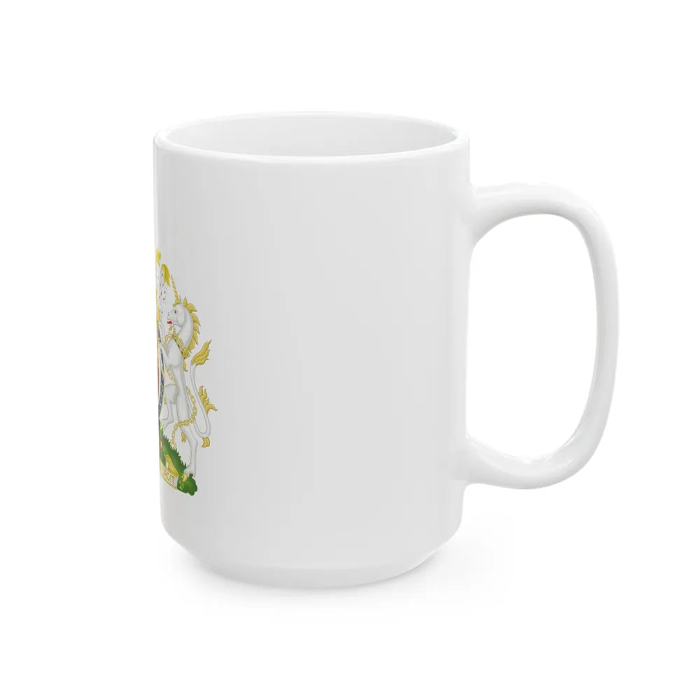 Royal Coat of Arms of the United Kingdom (1952-2022) - White Coffee Mug-Go Mug Yourself