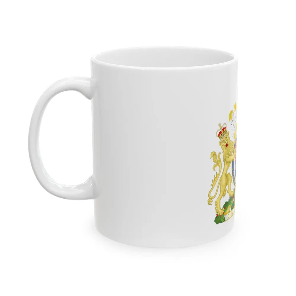 Royal Coat of Arms of the United Kingdom (1952-2022) - White Coffee Mug-Go Mug Yourself